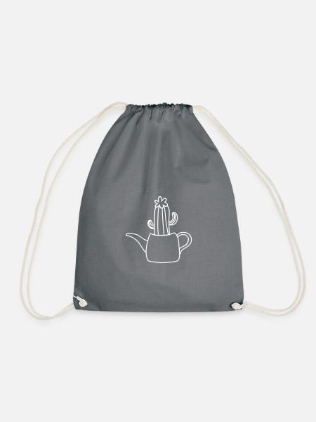 minimalist houseplant - Drawstring Bag - grey