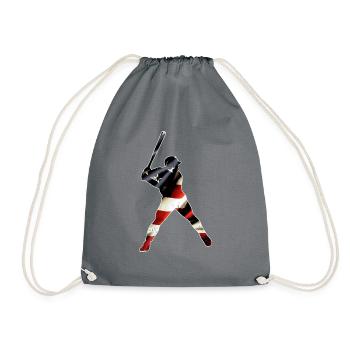 American Flag Baseball Distressed - Drawstring Bag - grey - Front