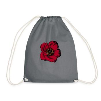 Rote Blume - Turnbeutel - Grau - Vorne