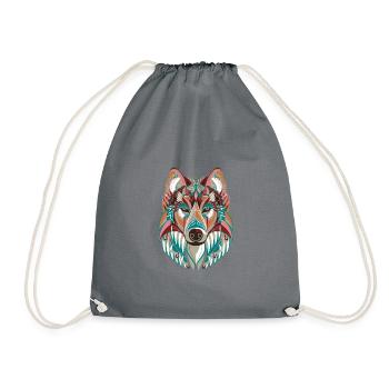 Wolf - Drawstring Bag - grey - Front