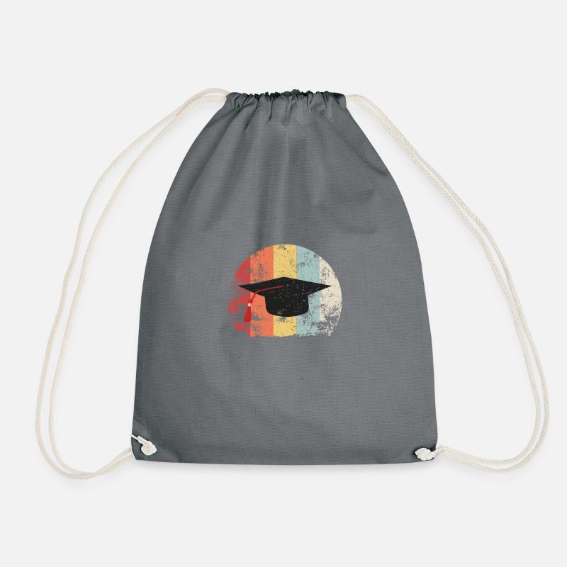 Student vintage graduation hat diploma gift - Drawstring Bag - grey