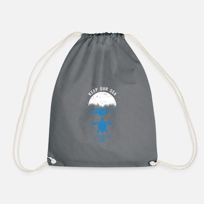 Keep Our Sea Plastic Free for Dark - Drawstring Bag - grey