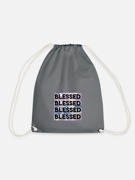 Blessed - Christian design - Drawstring Bag - grey