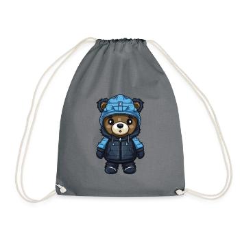 Bear Winter Comic - Drawstring Bag - grey - Front