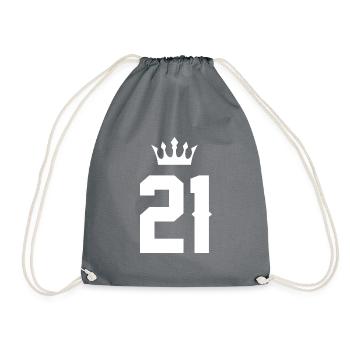 21 Number crown - Drawstring Bag - grey - Front