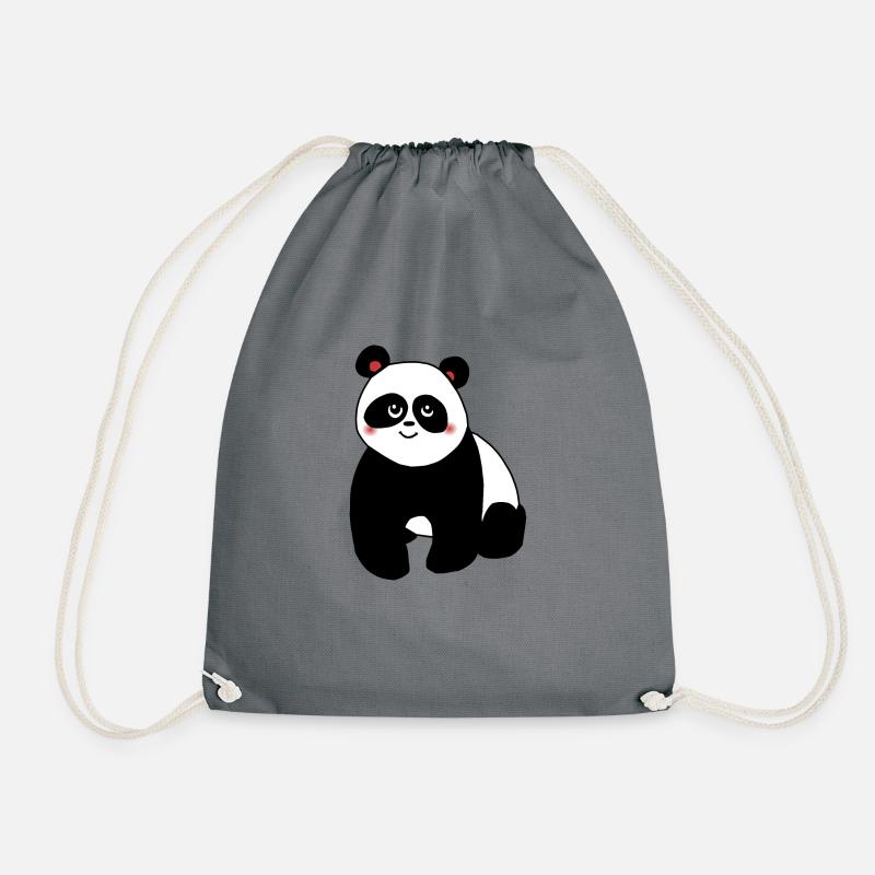 Cute Kawaii Chibi Panda - Drawstring Bag - grey