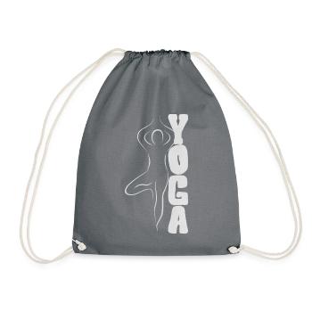 Yoga – Tree Pose Silhouette - Drawstring Bag - grey - Front