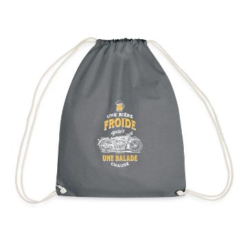 Homme moto apéro idée cadeau pour motard humour - Sac de sport léger - gris - Devant