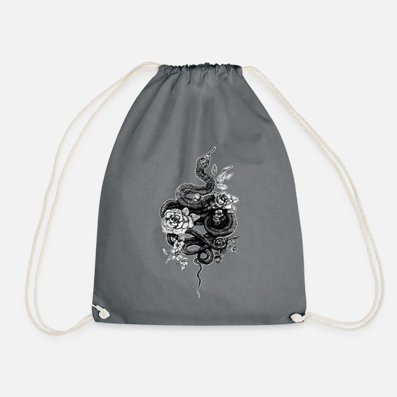 Snake - Ball Python - Retro Tattoo Look - Drawstring Bag - grey