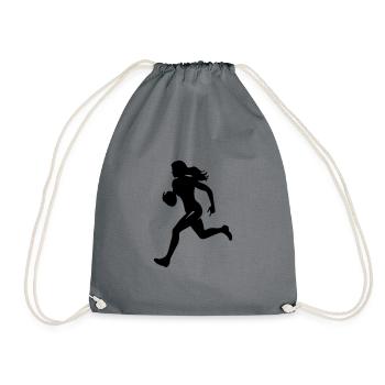 American Football Woman Silhouette - Drawstring Bag - grey - Front