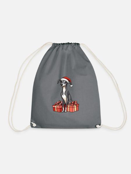 Greyhound Hund Weihnachten Comic Geschenke - Turnbeutel - Grau
