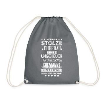 stolze Ehefrau eines tollen Ehemannes - Turnbeutel - Grau - Vorne