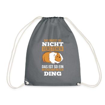 Nagetier Meerschwein Meerschweinchen - Turnbeutel - Grau - Vorne
