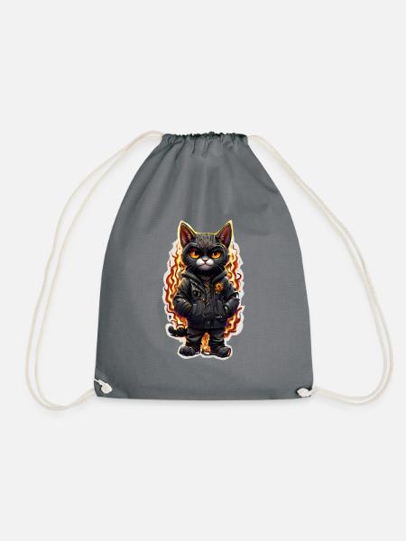 Coole feurige Katze - Turnbeutel - Grau