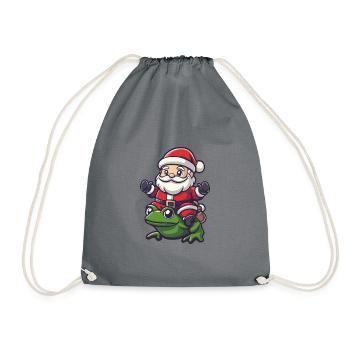Frog Santa Claus - Drawstring Bag - grey - Front