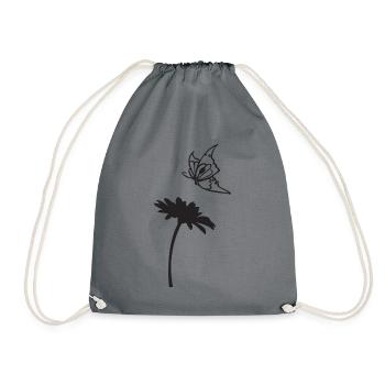 Schmetterling mit Blume - Turnbeutel - Grau - Vorne