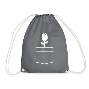 Pocket Tasche Tulpe Design Geschenk - Turnbeutel - Grau - Vorne