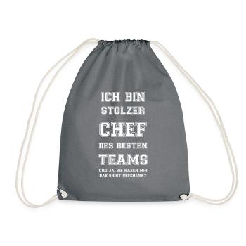 Stolzer Chef Des Besten Teams Shirt Geschenkt Boss - Turnbeutel - Grau - Vorne