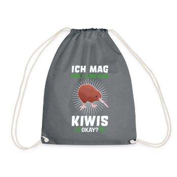 Kiwi Vogel Schnepfenstrauß Kiwis Neuseeland lustig - Turnbeutel - Grau - Vorne