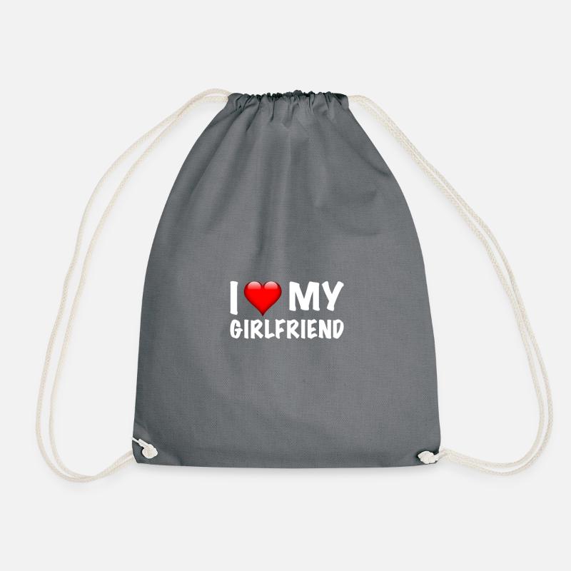 I LOVE MY GIRLFRIEND - Drawstring Bag - grey