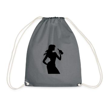 Frau Spass Silhouette - Turnbeutel - Grau - Vorne