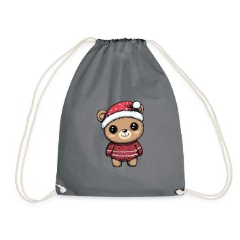 Bear Christmas Comic - Drawstring Bag - grey - Front
