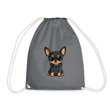 Pinscher Hund Lustig - Turnbeutel - Grau - Vorne