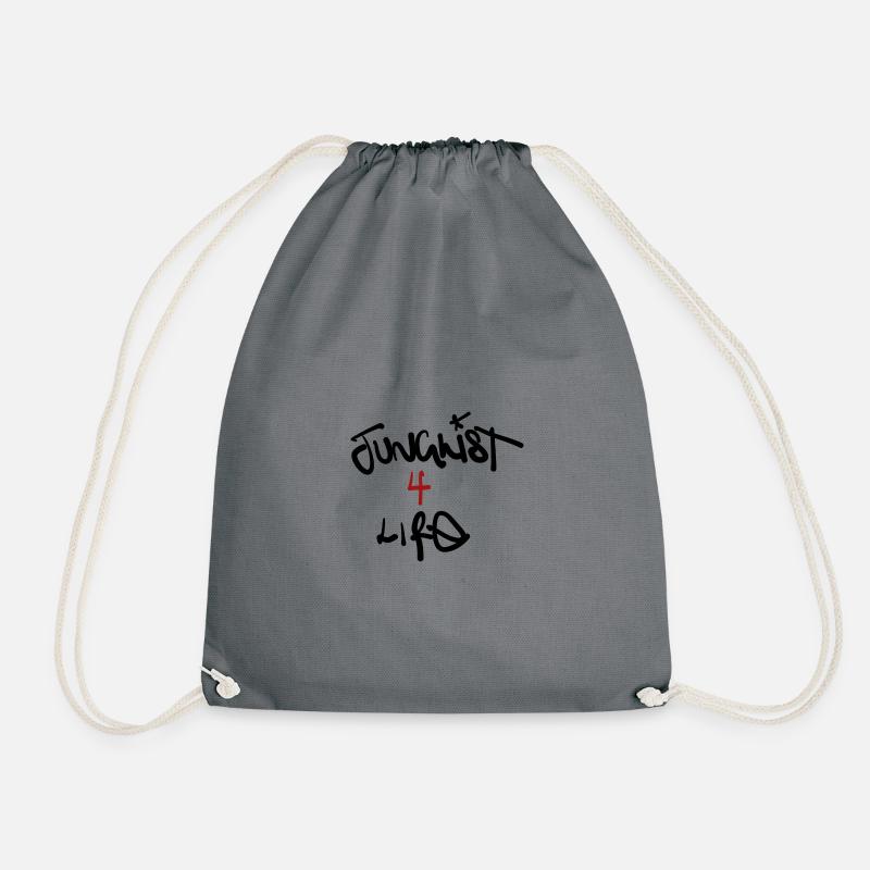 Crimson Handdrawn Four on Black - Drawstring Bag - grey