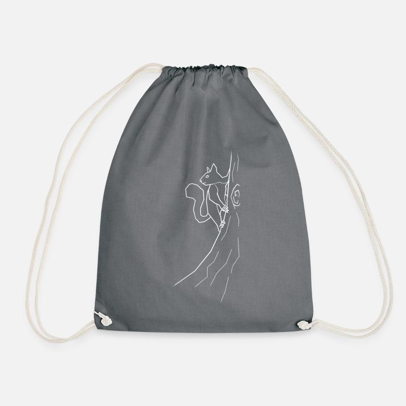 Squirrel - white - Drawstring Bag - grey