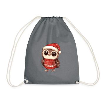 Owl Christmas Comic - Drawstring Bag - grey - Front