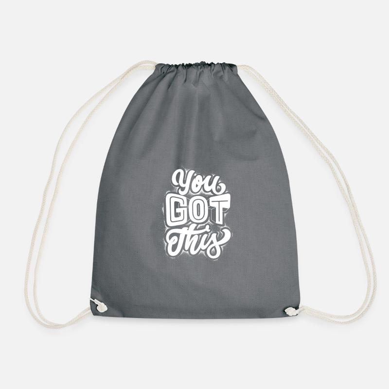 Du hast das! Motivation White Print - Turnbeutel - Grau
