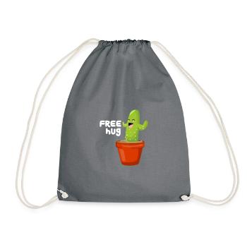 Cactus Hug - Drawstring Bag - grey - Front