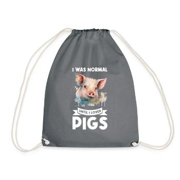 Schweine Schweinefarm Geschenk - Turnbeutel - Grau - Vorne