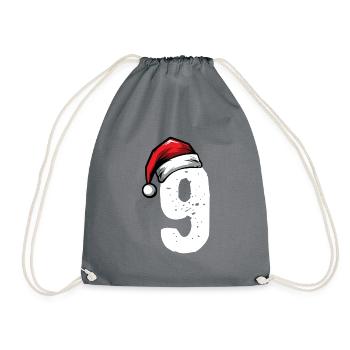 9 Zahl Weihnachten - Turnbeutel - Grau - Vorne