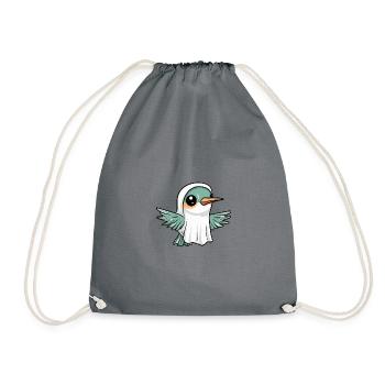 Hummingbird Bird Halloween Funny Ghost - Drawstring Bag - grey - Front