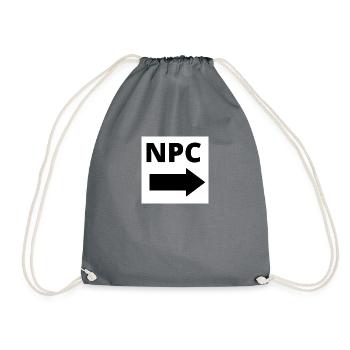 "NPC" Design mit Pfeil in schwarz - Turnbeutel - Grau - Vorne