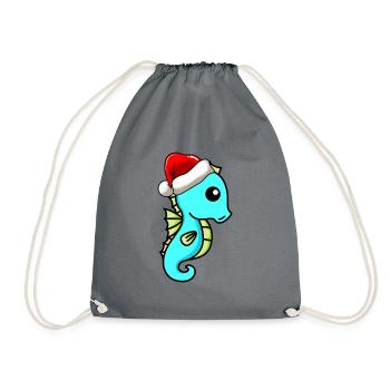 Seahorse Comic Christmas - Drawstring Bag - grey - Front