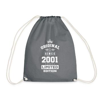 2001 limited edition birthday - Drawstring Bag - grey - Front
