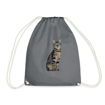Cat Kitten Tabby Tiger Cat - Drawstring Bag - grey - Front