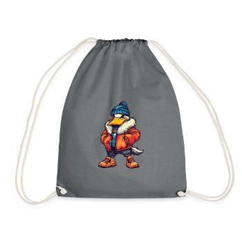 Duck Funny Winter - Drawstring Bag - grey - Front