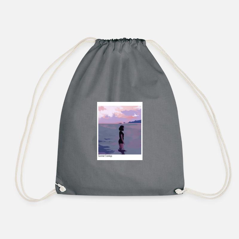 Summer evenings by the sea - Drawstring Bag - grey