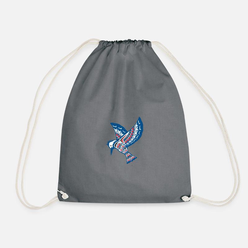 Pacific Northwest Native American Native gift - Drawstring Bag - grey