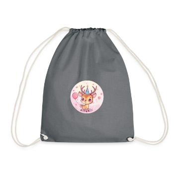 Deer Birthday Baby - Drawstring Bag - grey - Front