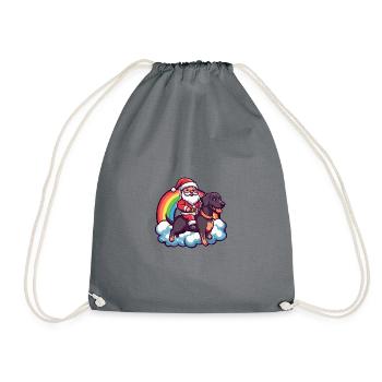 Doberman Dog Santa Claus Rainbow - Drawstring Bag - grey - Front