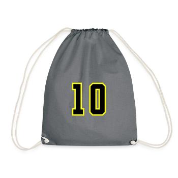 10 Zahl Trikot Zehn - Turnbeutel - Grau - Vorne