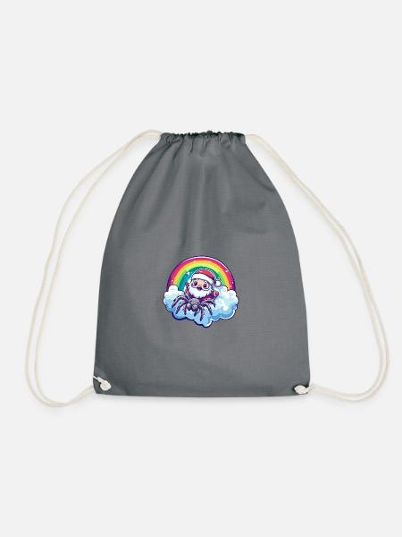 Tarantula Weihnachtsmann Regenbogen - Turnbeutel - Grau