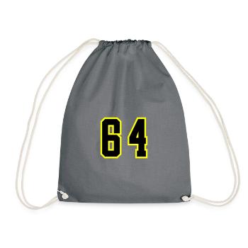 64 Zahl Trikot - Turnbeutel - Grau - Vorne