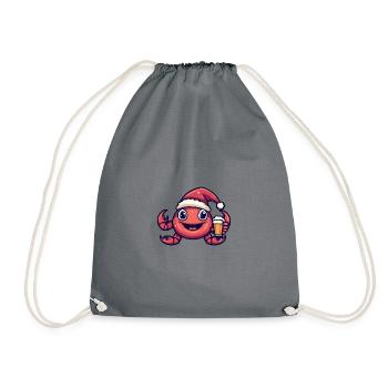 Crab Crab Beer Xmas Christmas - Drawstring Bag - grey - Front