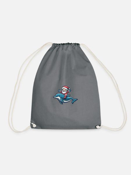 Delfin Weihnachtsmann - Turnbeutel - Grau