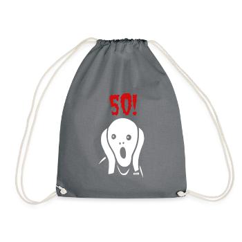 Scream 50 Birthday HARIZ Gift Round - Drawstring Bag - grey - Front